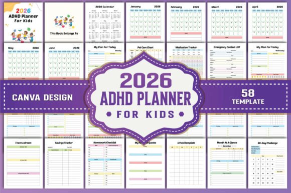 2026 ADHD Planner for Kids Canva