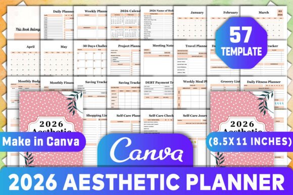 2026 Aesthetic Planner Canva KDP