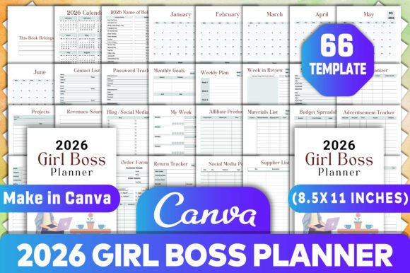 2026 Girl Boss Planner Canva: Your All-in-One Customizable Business & Life Organizer for KDP and Personal Use