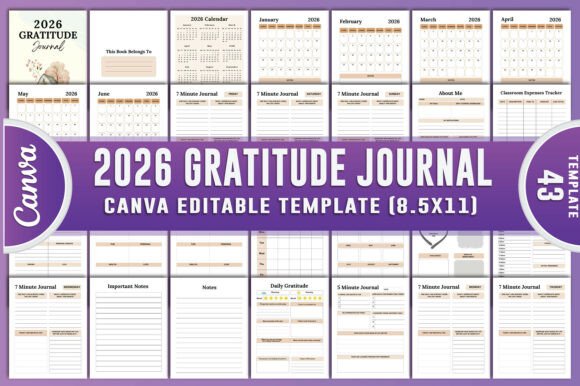 2026 Gratitude Journal Canva KDP