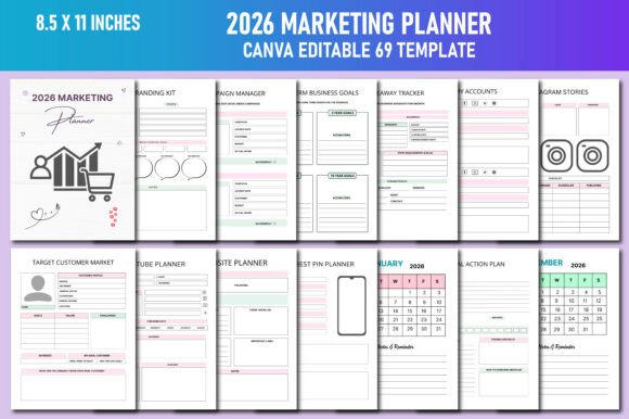 2026 Marketing Planner Canva KDP: Your All-in-One Editable Business & Content Organizer