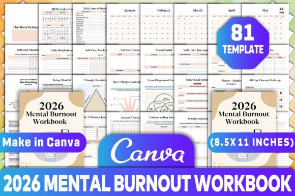 2026 Mental Burnout Workbook Canva
