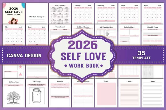 2026 Self Love Work Book Canva KDP