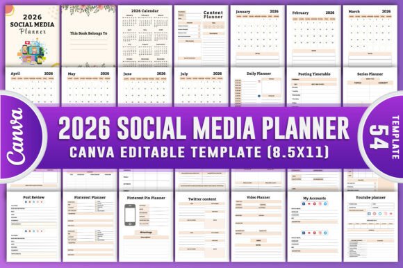 2026 Social Media Planner Canva: Your All-in-One, Fully Customizable Toolkit for Smarter Content Planning